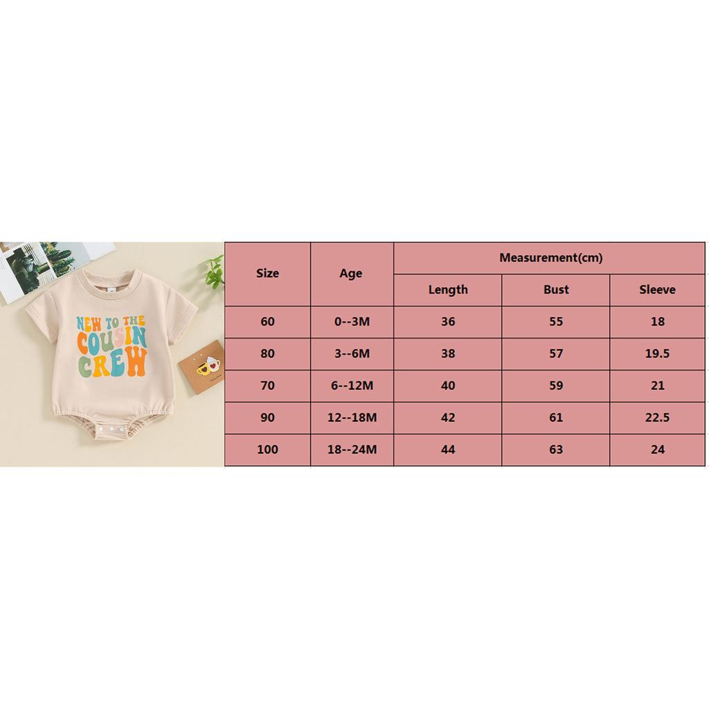 Baby Girls and Boys Romper Round Neck Short Sleeve Letter Print Jumpsuit Newborn Toddler Summer Outfits