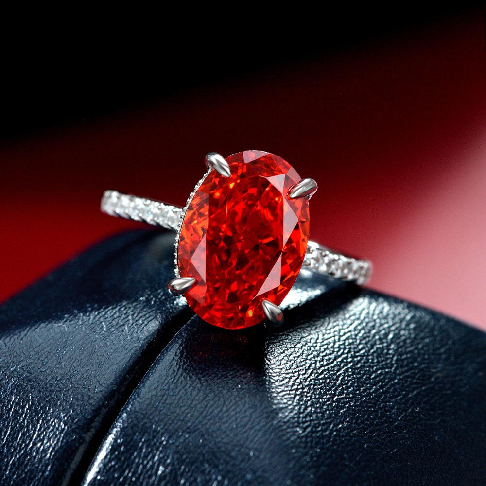 Gica Gema Oval Rings For Women Girl 925 Sterling Silver 9*13mm Rose Pink White Zircon Wedding Engagement Anniversary Jewerly Gift