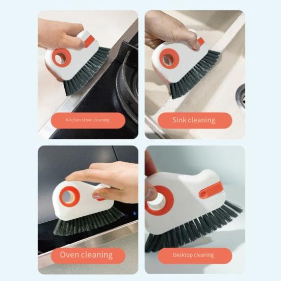 2Pcs 2-in-1 Window Track Cleaning Brush with Hard Bristles Ergonomic Handle Gap Brush Scraper Groove Cleaner Tool