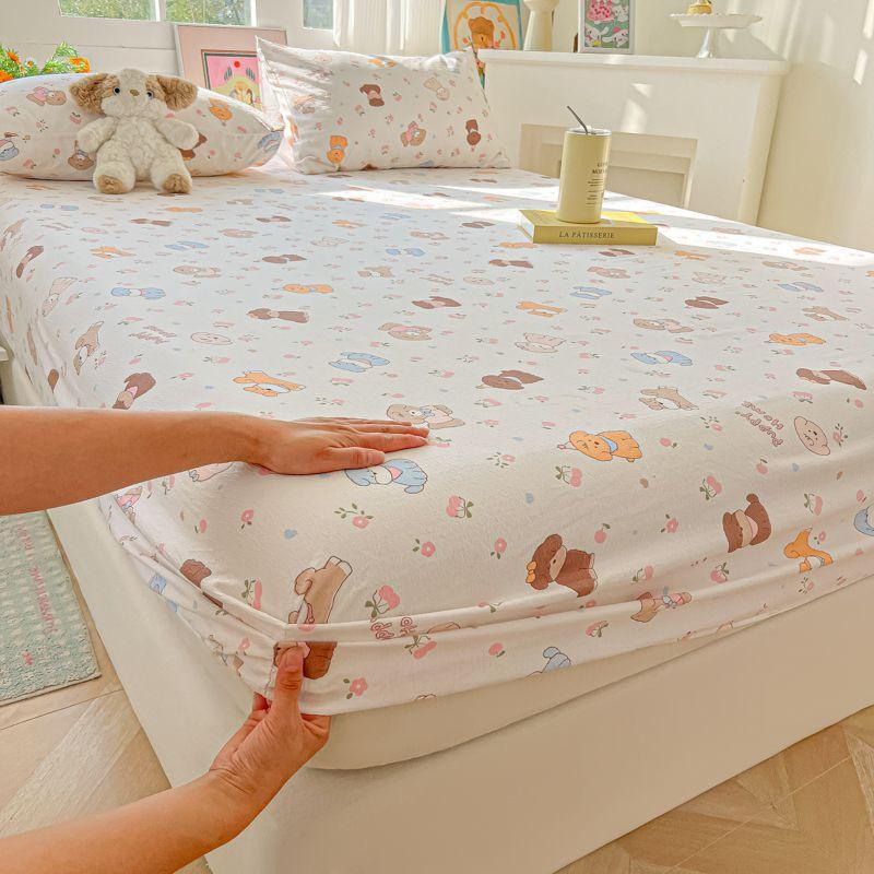 New Type A Double-layer Yarn Washed Cotton Bed Sheet Ins Windproof Anti-slip Dustproof Protective Cover for Four Seasons