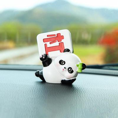 Panda Car Dashboard Decor Car Decoration Mahjong Panda Mini Figurine Unique Cake Toppers Chinese-Style Dashboard Doll For Baking