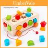 Wooden Learning Toy Pulling Cart With Geometric Shapes And Color Matching For Early Development