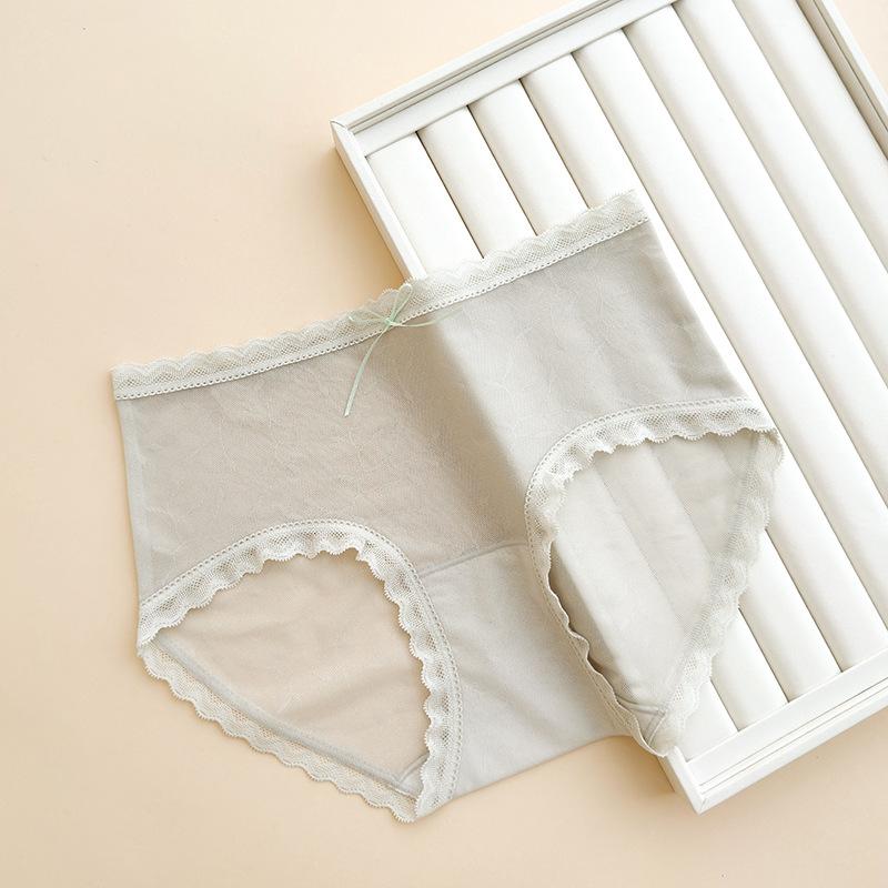 Girls Summer Ultra Thin Pure Sexy Lace Romantic Jacquard Mesh Cotton Crotch Waist Triangle Briefs