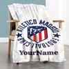 Atletico Madrid Customize Text Blanket Cozy Customizable Blanket Comfortable Throw For Nap Couch Sofa Picnics Four Seasons Universal