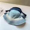 Japanese Tie-Dye Contrasting Color Washed Denim Fisherman Hat Children'S Spring And Summer Retro Basin Hat Outdoor Sunscreen Visor