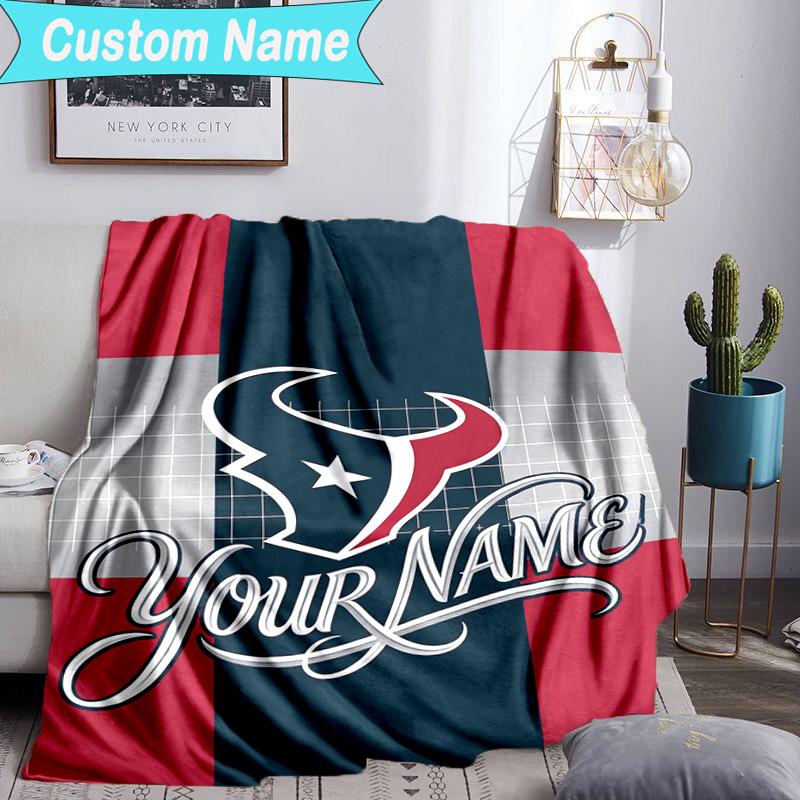 Custom Name Blanket basketball Texans Logo Blanket Bedding Blanket for Travel, Camping, Living Rooms, Offices, Sofas, Fan Christmas gift