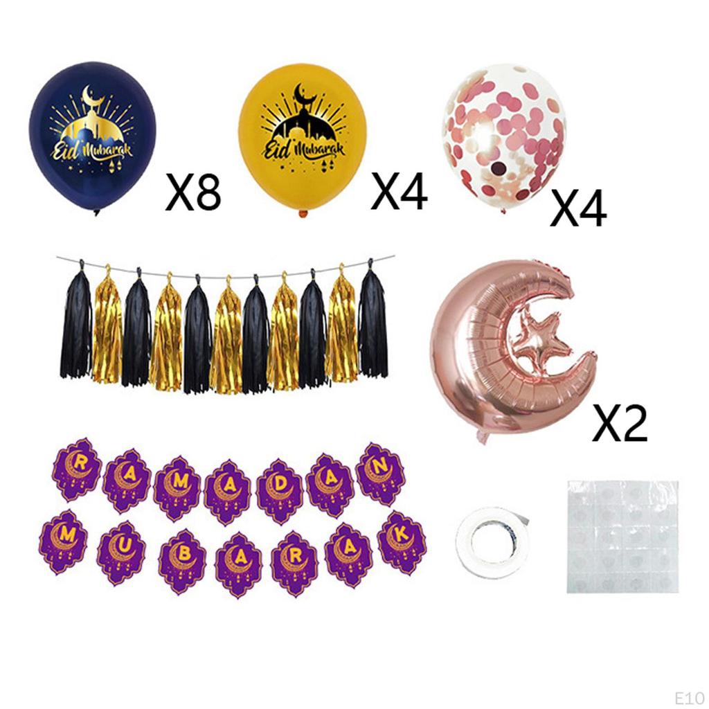 Blloons Festive Print Decortive Eid Mubrk Bckdrop Bnner for Holidy Prties Decor