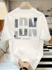 Thickened Men'S Casual Short-Sleeved T-Shirt, Bold Letter Printing, Loose Fit, Crew Neck, Pullover Style, Suitable for Daily And Casual Wear, Youth