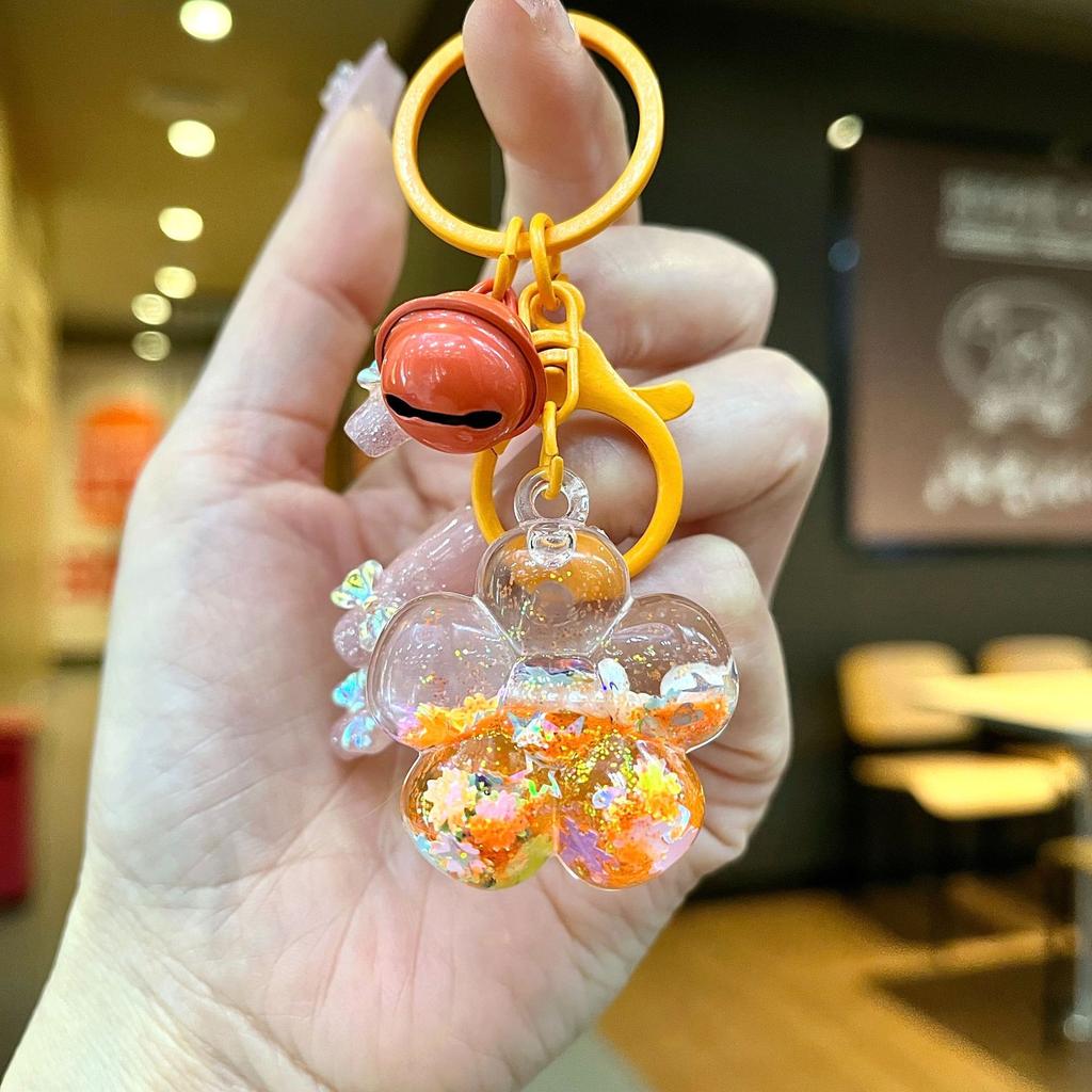 Cute Cartoon Cherry Blossom Quicksand Keychain Mini Oil Drop Pendant Creative Gift For Students And Children