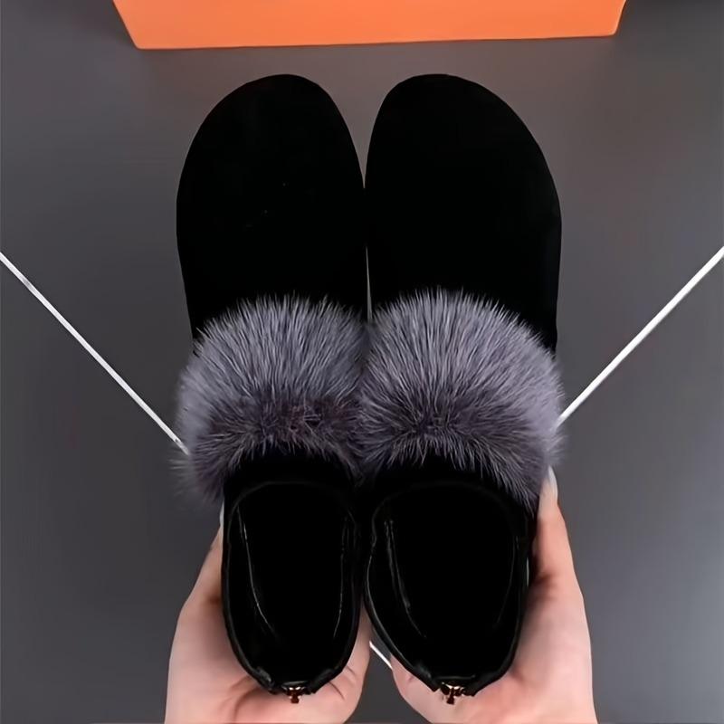 Women's Short Boots, Autumn/Winter Round Head Matte Style Short Boots, Fashionable and Versatile Low Top Plush Cotton Boots