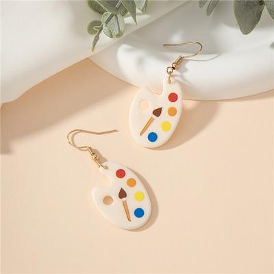 Peinture Peinture Assiette Boucles d'oreilles Boucles d'oreilles Créatives Mode Exquises Impression Recto Unique Quotidien Polyvalentes Boucles d'oreilles Artistiques