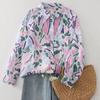 Color Ink Shirt Summer Retro Autumn Lightweight Breathable Long-sleeved Printed Shirt Women's Top