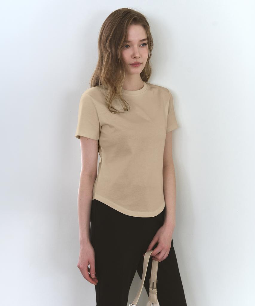 Deuloupisumeon Supima Silket Slim Short Sleeve T-Shirt [Beige]