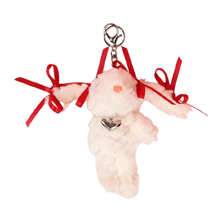 Lovely Plush Rabbit Keychain Cartoon Rabbit Bag Charm Bag Ornament for Girl Featuring Soft Fabric and Eye Catching Color