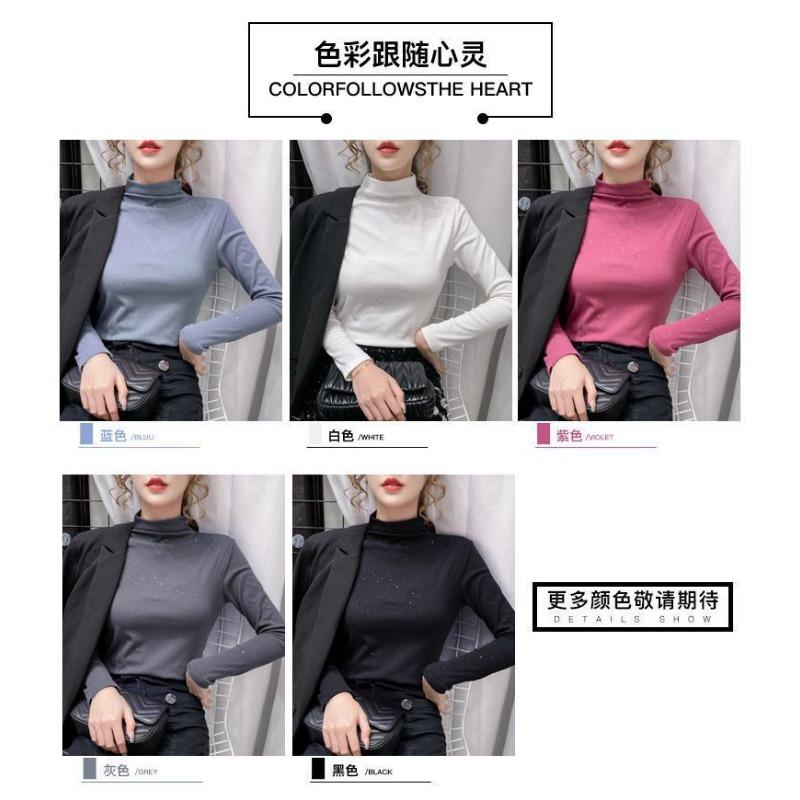 Women S Slim Fit Half Turtleneck Shiny Thick Thermal Base Layer T Shirt