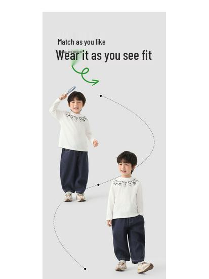 European Boys' Pure Cotton Long-Sleeve T-shirt, 2026 Spring, Children's Base Layer, Baby Spring/Autumn Style Undershirt.