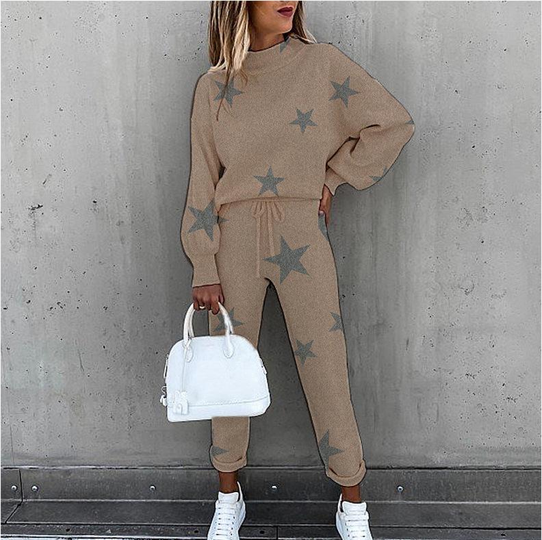 Autumn/Winter 2022 Women's Tie-dye High Neck Long Sleeve Fashion Casual Set