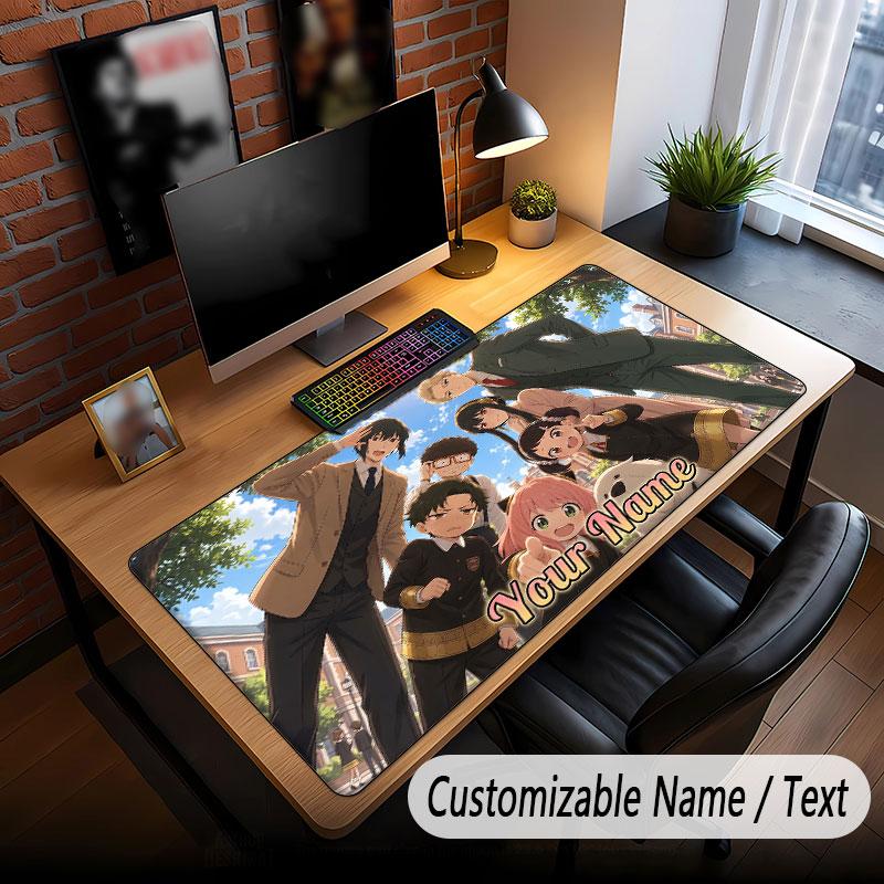 Custom Name Extended Mouse Pad,Spy × Family Gaming Desk Mat For Home Office Desktop Decor