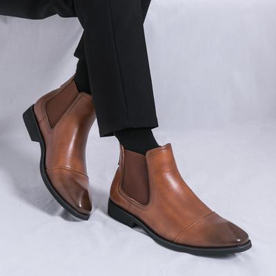 Size 38-46 Business Men Chelsea Leather Boots American Casual Comfortable Business Office Brand Boots Social Boots Black Brown