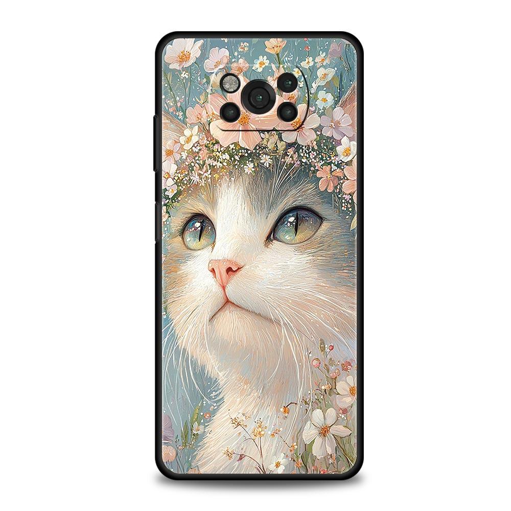 Cute Cat Phone Case Cover  for Xiaomi Poco F7 Ultra F6 F5 F4 F3 X6 X5 X4 X3 NFC C51 C55 M4 GT 5G Soft TPU Shell Fundas Capas Bag