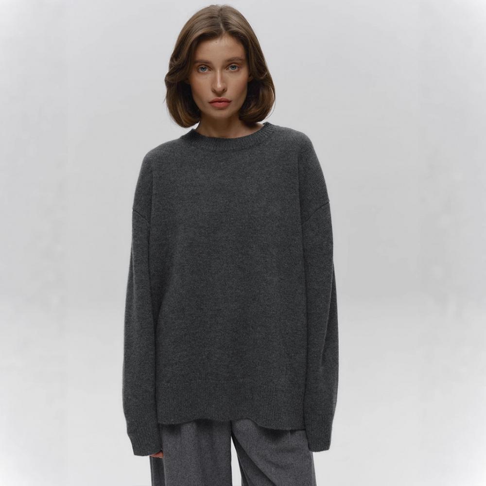 Women'S O-Neck Oversized Sweater Autumn Winter Thick Warm Loose Simple Solid Color Knitted Pullover Casual Jumper Top