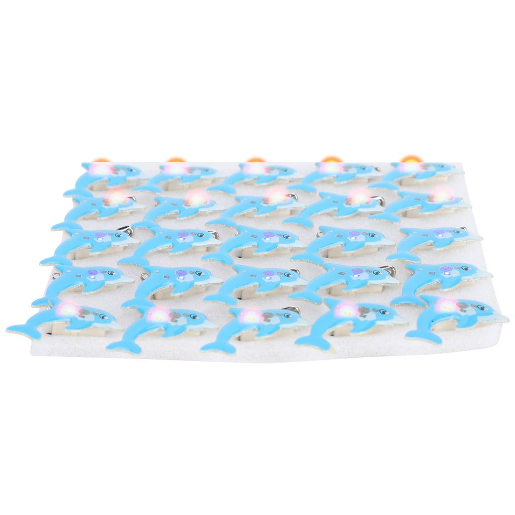 25Pcs Flash LED Light Dolphin Shape Badge Shine Pin Christmas and Halloween Gifts