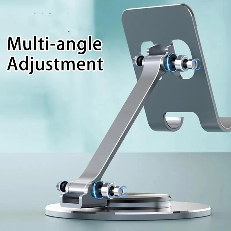

Tablet Stand 360-degree Rotating Aluminum Alloy Desktop Holder Foldable Mobile Phone Stand Adjustable Tablet Mount Silver