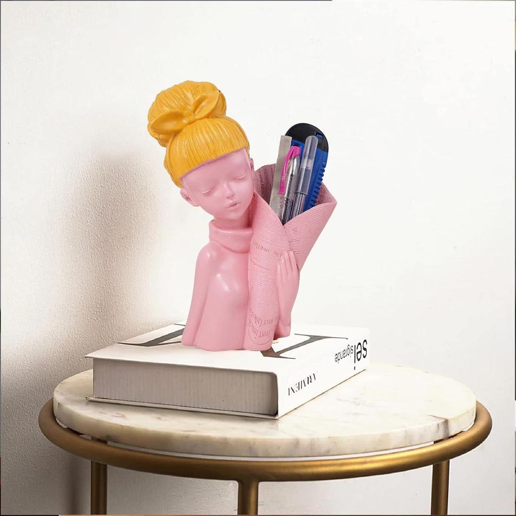 Angel Girl Fantasy Showpiece for Home Decor | Winged Fairy Statue for Shelves | Resin, Pink, 10 X 7 Cm