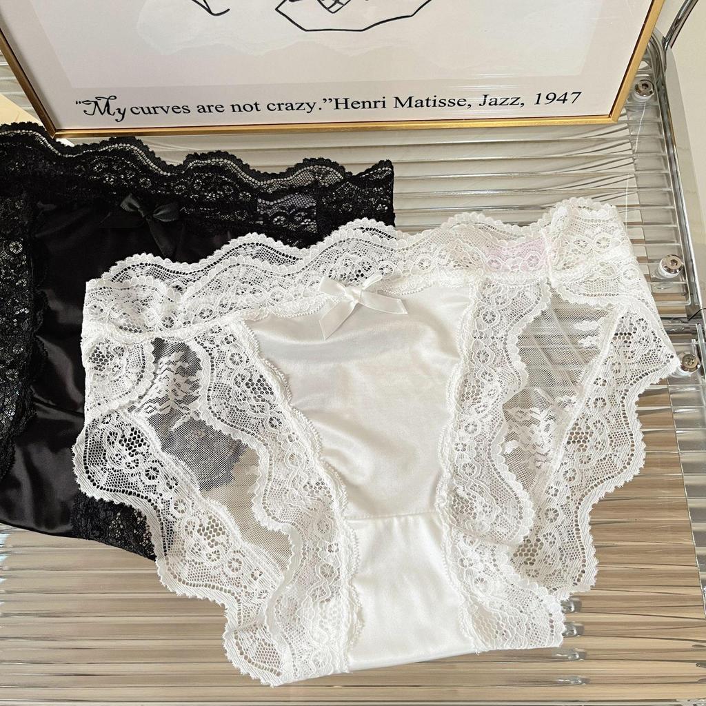 Vårhjärta Vågor Franska Satängspets Trosor - Sexiga, Andningsbara Bomull, Flickaktig Stil