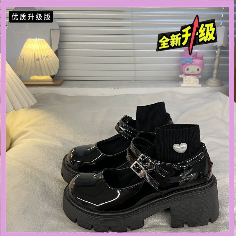 

2025 новые весенне-осенние белые туфли на высоком толстом каблуке французские туфли на толстом каблуке толстая подошва британский стиль туфли Мэри Джейн из кожи 35