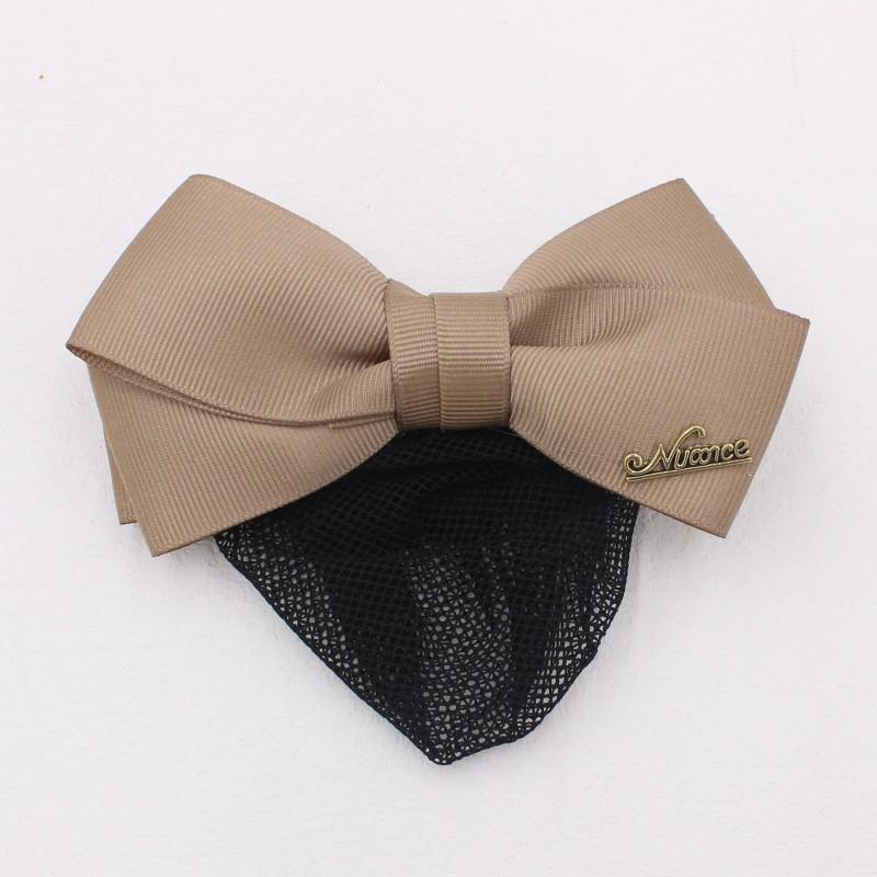 Korean Style Bow Flower Hair Net Bun Clip for Professional Work - HF315 хаки