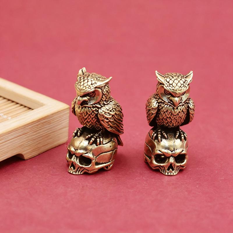 Owl Brass Ornament Handmade Creative Small Craft Unique Gift For Home Desk Boho Luxury Home Decor Figurine