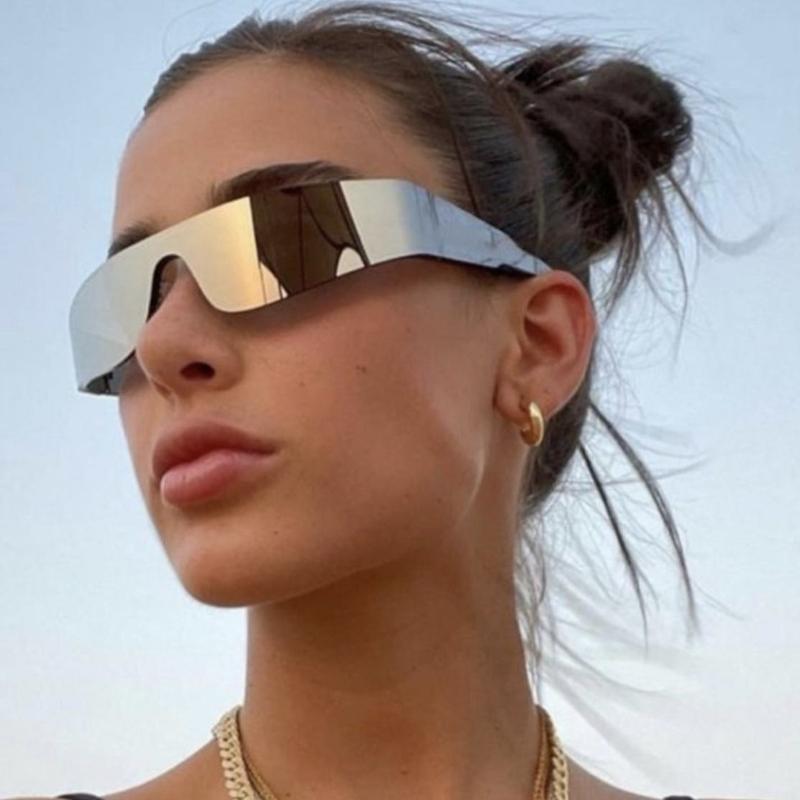 Outdoor Irregular Cycling Glasses, Fashionable Sports Sunglasses, High-end Personalized Frameless Integrated Glasses