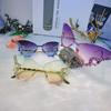 1 pièce lunettes mode populaire européenne et américaine serties à la main de strass modèle papillon pour fête festival mariage