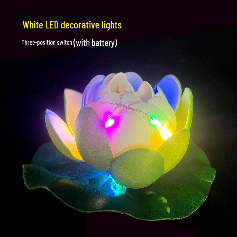 LED Silk Lotus Lamp - Perfect for Lantern Festival, Qixi, Valentine's Day, Water Surface, and DIY Decor.