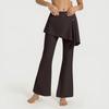 Women's 2-in-1 High Waisted Wide Leg Pants, Casual Solid Color Sports Pants, Yoga Pants