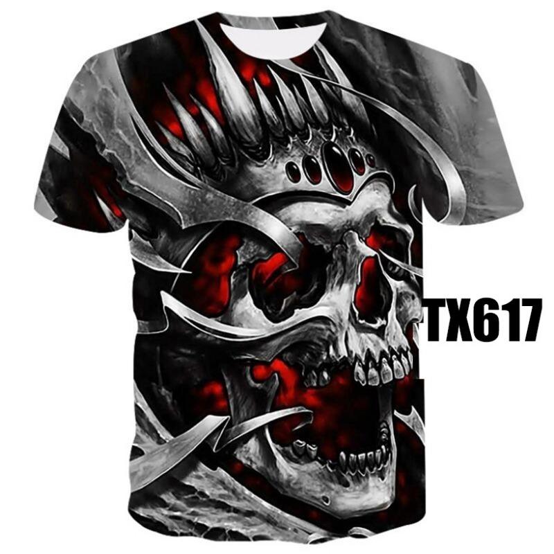 

New Casual Skull Poker Printed 3D T-Shirt Men Short Sleeve Tee Shirt Homme XXS