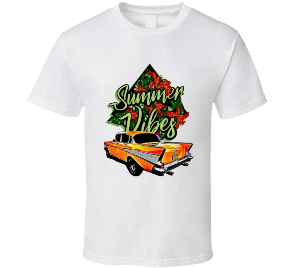 Summer Vibes Yellow 57 Chevy Muscle Car Classic Gift T Shirt 3XL