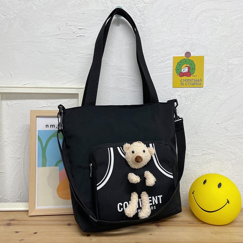 Canvas Women'S Bag Large-Capacity Shoulder Tote Bag Fresh And Cute Student Class Tutoring Bag