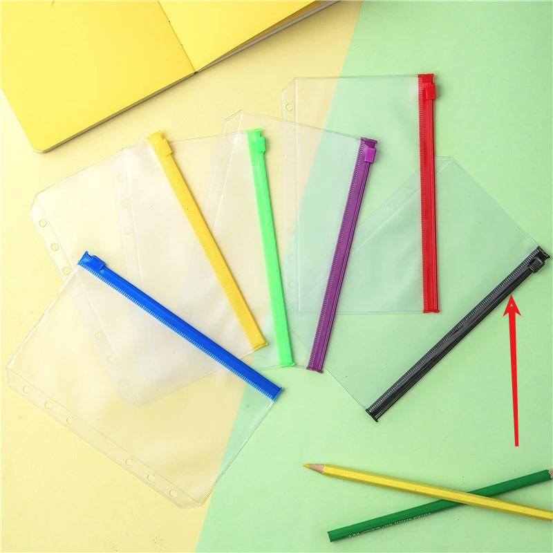 10pcs/lot A6 6-Hole Binder Pockets Cash Budget Envelopes Zipper Binder Pouches for Notebook Planner Journey Binders