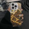 Lucky Golden Mountain Electroplate Silver IMD Case for IPhone 16 15 14 13 12 11 Pro Max XS XR X SE 2 3 7 8 Plus Matte Hard Cover