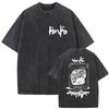 Vintage Gewaschenes Dorohedoro Kaiman Anime T-Shirt Herren O-Ausschnitt Mode Gothic T-Shirts Unisex Manga Kurzarm T-Shirt Streetwear