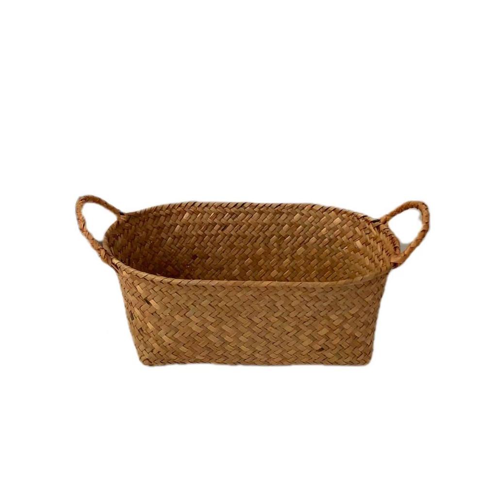 Retro Woven Multifunctional Storage Basket for Household, Living Room, Desktop, and Cosmetics