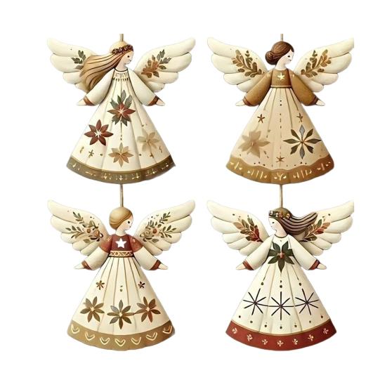 Christmas Wooden Angel Ornaments Rustic Angel Christmas Tree Ornament Retro Small Angel Hanging Decoration for Holiday Party Decor