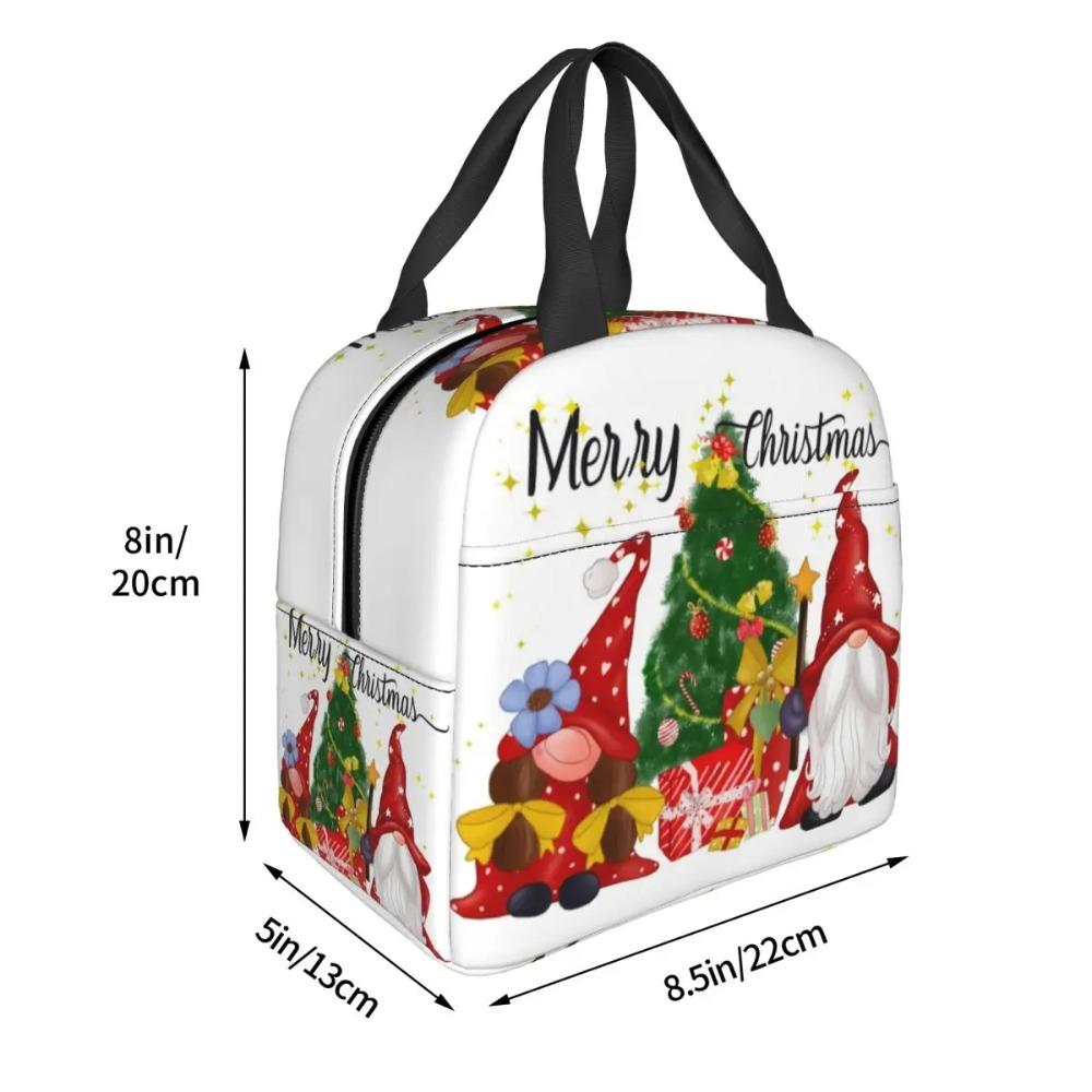 Cartoon Christmas House And Gnome Insulated Lunch Bag for Office Cooler Thermal Food Box Tote Portable Lunch Boxes Container