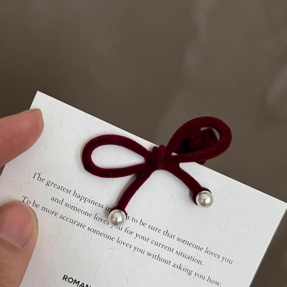 

Red Velvet Bow Hair Clip - Autumn/Winter Edition for Women