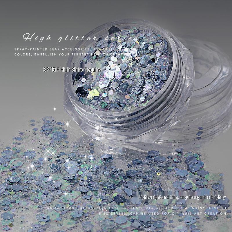 Nail Art Mixed Glitter Sequins: High Shine Hexagons & Rounds