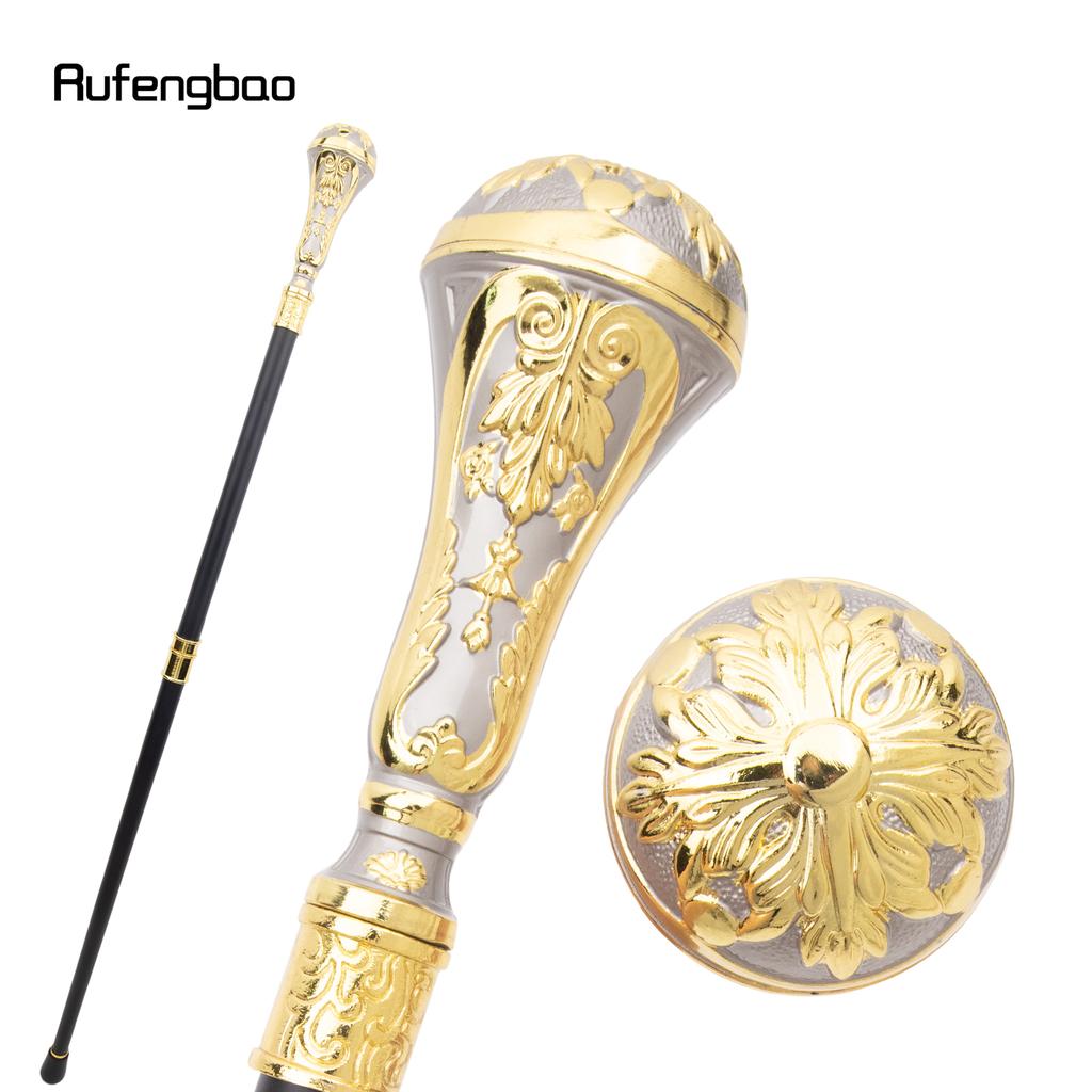 Goldener silberner Luxus-Gehstock mit rundem Griff, modischer Stock für Partys, dekorativer Gehstock, eleganter Gehstock mit Kreuzknauf, 90 cm