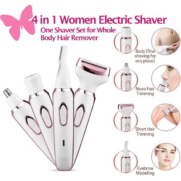 Electric Razors for Women Bikini Shaver for Women 4 In 1 Trimmer, Razors for Shaving Pubic Hair Remover, Painless & Safety for Pubic Body Facial Hair
