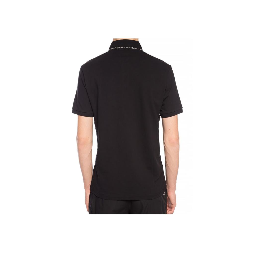 Emporio Armani Solid Color Logo Letter Collar Casual Short Sleeve Polo Shirt Men Tops Black 3H1FL9-1JPTZ-F980